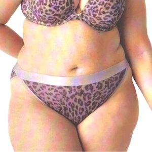 Cacique bikini panty 26/28 purple cheetah print